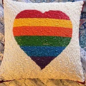 Beaded Heart Small Pillow